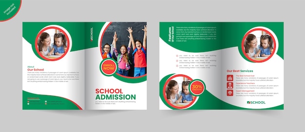 Vecteur modèle de brochure d'admission à l'école ou conception de brochure d'admission à l'école