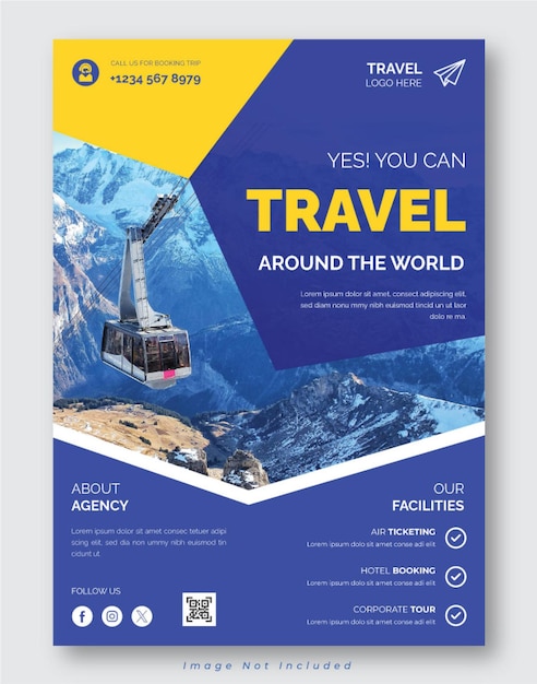 Vecteur modèle de brochure ou d'affiche d'agence de voyage