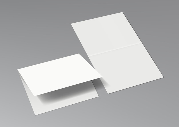 Modèle de brochure blanc vierge à deux volets 3D