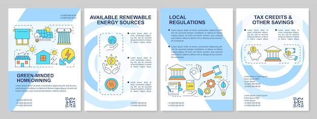 Vecteur modèle de brochure bleue sur les énergies renouvelables à la maison