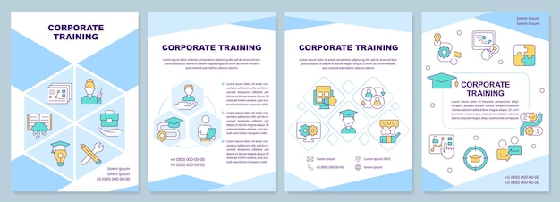 Vecteur modèle de brochure bleue de formation en entreprise