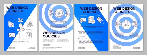 Vecteur modèle de brochure de cours de conception web bleu