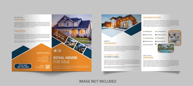 Vecteur modèle de brochure à deux volets pour l'immobilier créatif