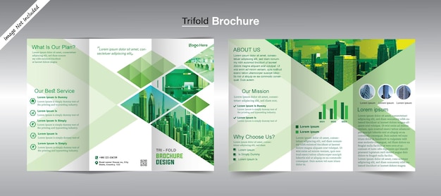 Vecteur modèle de brochure d'entreprise triplée avec maquette