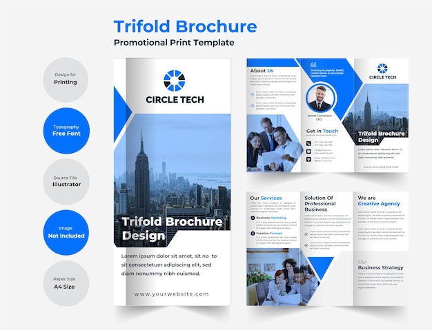 Modèle de brochure d'entreprise à trois volets avec un design moderne