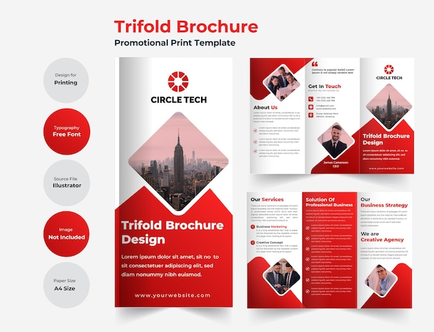 Modèle de brochure d'entreprise à trois volets avec un design moderne