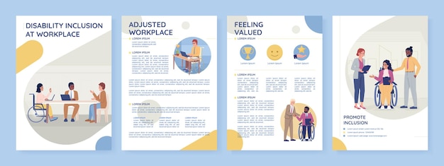 Vecteur modèle de brochure sur l'inclusion des personnes handicapées sur le lieu de travail