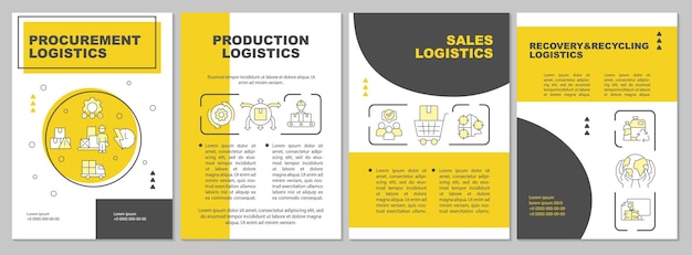 Vecteur modèle de brochure jaune des champs logistiques