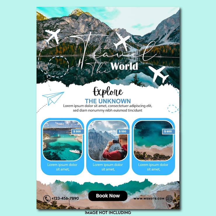 Vecteur modèle de brochure de marketing d'agence de voyage