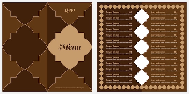 Vecteur modèle de brochure marron de menu de style oriental design arabe