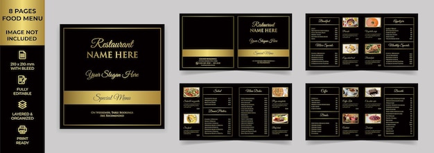 Modèle De Brochure De Menu Alimentaire Modèle De Brochure De Menu Alimentaire Carré Menu De Luxe Mise En Page Simple Et Moderne