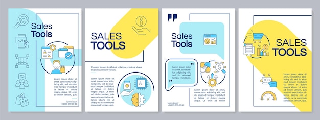 Vecteur modèle de brochure d'outils de vente bleu et jaune