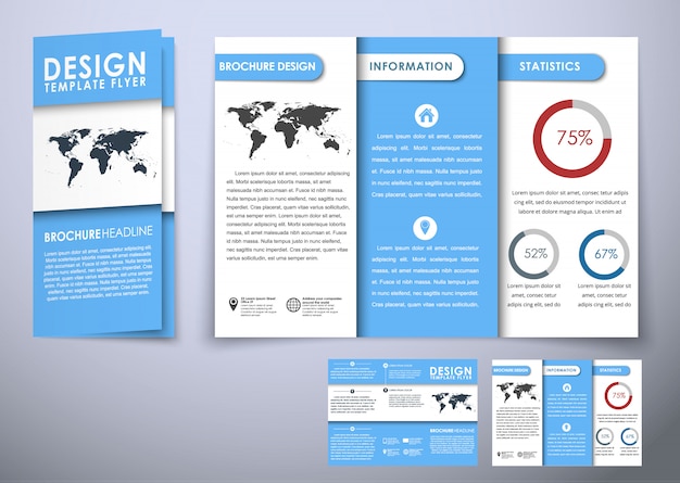 Vecteur modèle de brochure pliante triple