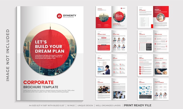 Vecteur modèle de brochure de profil d'entreprise, mise en page de brochure d'entreprise de couleur rouge