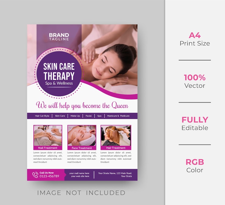 Vecteur modèle de brochure de salon de beauté et de spa avec des formes créatives