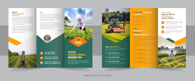 Vecteur modèle de brochure de services agricoles agricoles dépliant agricole agricole brochure à trois volets sur l'agriculture biologique