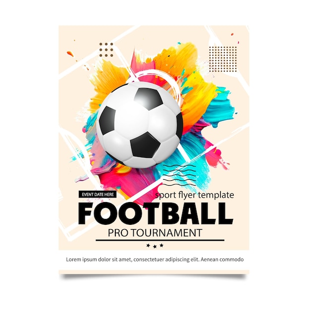 Vecteur modèle de brochure de tournoi de football de football créatif ballon de football ou de football sur fond moderne modèle de conception de couverture de football