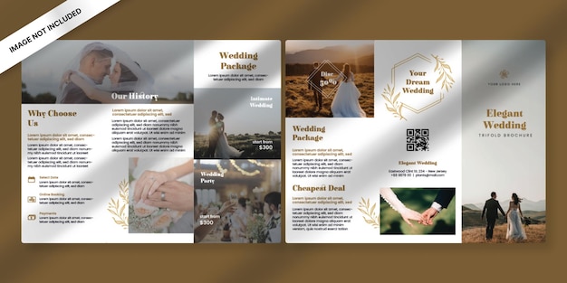 Modèle De Brochure à Trois Volets De Mariage élégant