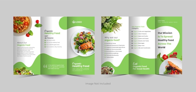 Modèle de brochure à trois volets pour les aliments biologiques ou modèle de menu de nourriture biologique