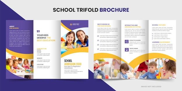 Modèle De Brochure à Trois Volets Pour L'éducation Des Enfants De Retour à L'école Ou Conception De Brochure D'admission à L'école