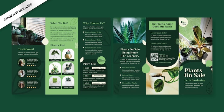 Vecteur modèle de brochure à trois volets pour magasin de plantes