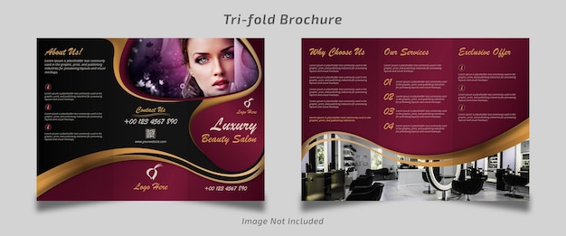 Vecteur modèle de brochure à trois volets pour salon de beauté conception de vecteur premium