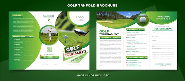 Modèle De Brochure à Trois Volets De Tournoi De Club De Golf