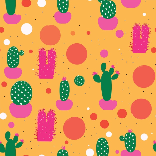 Modèle De Cactus Coloré Sans Couture