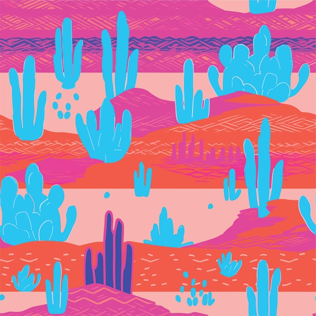 Vecteur modèle de cactus coloré sans couture
