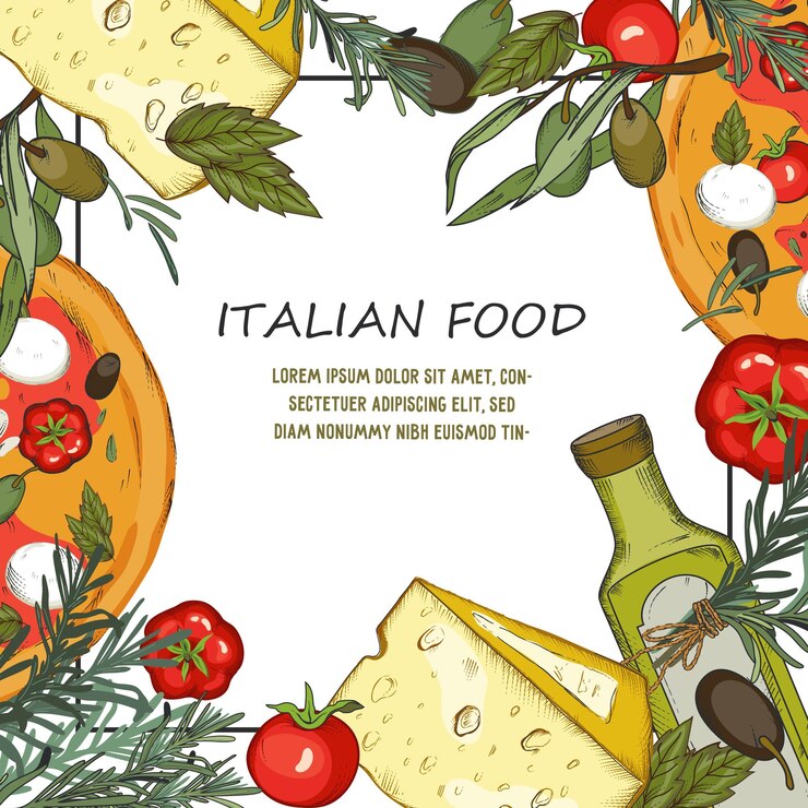 modèle de cadre de bannière de cuisine italienne bannière de menu italien de restaurant