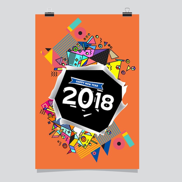 Modèle De Calendrier 2018 Avec Illustration De Conception Colorée Géométrique