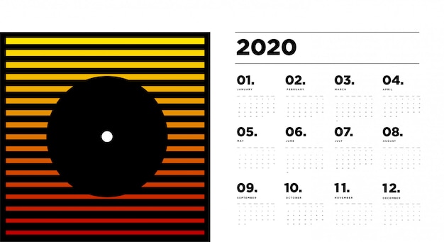 Modèle De Calendrier 2020 Avec Abstrait Géométrique Coloré