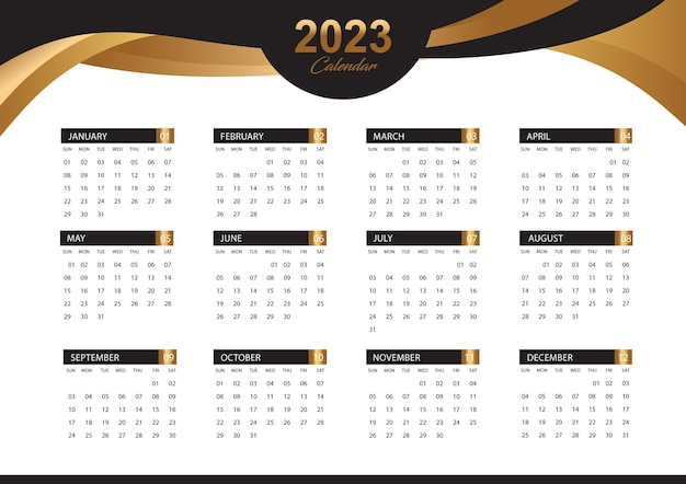 Vecteur modèle de calendrier 2023 prêt à imprimer