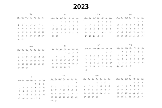 Modèle de calendrier 2023