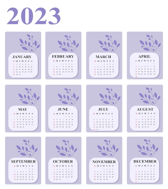 Vecteur modèle de calendrier 2023