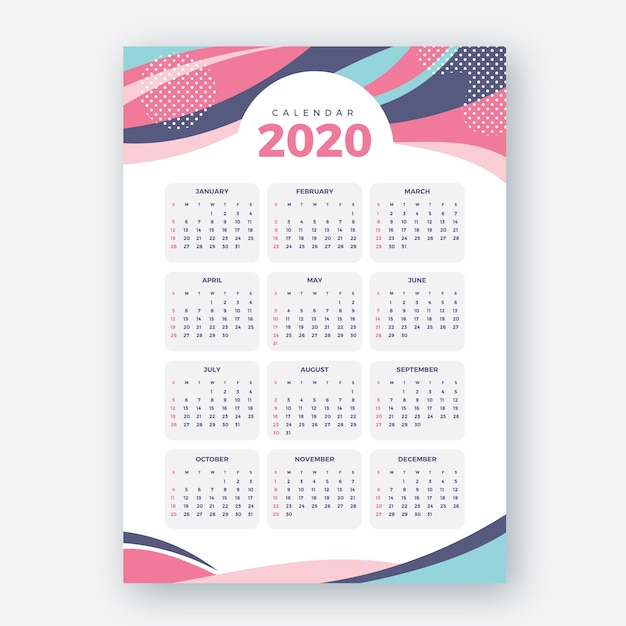 Modèle De Calendrier Abstrait 2020