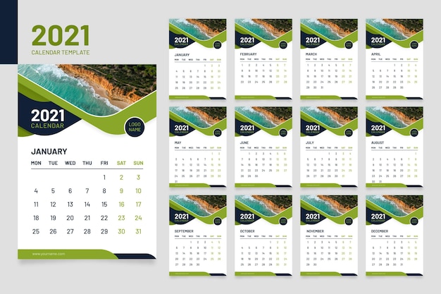 Modèle De Calendrier Abstrait 2021 Avec Photo