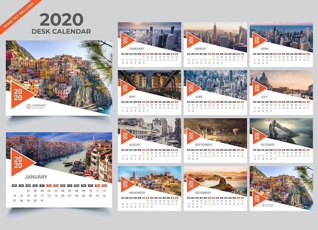 Vecteur modèle calendrier de bureau 2020