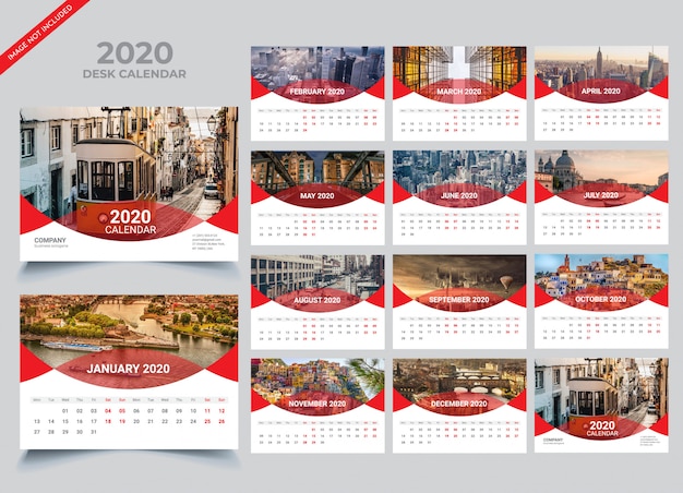 Modèle Calendrier De Bureau 2020