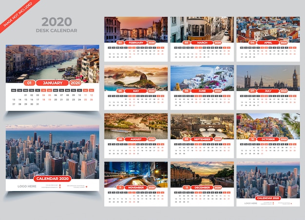 Modèle Calendrier De Bureau 2020