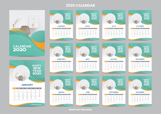 Vecteur modèle de calendrier de bureau 2020