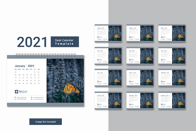 Modèle De Calendrier De Bureau 2021 Avec Un Design Créatif