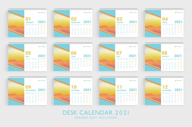 Modèle de calendrier de bureau 2021 Premium