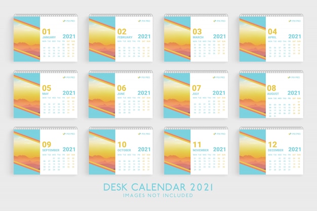 Vecteur modèle de calendrier de bureau 2021 premium