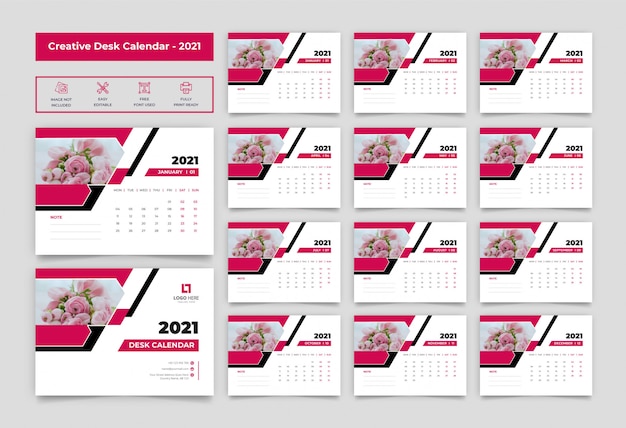 Modèle De Calendrier De Bureau 2021