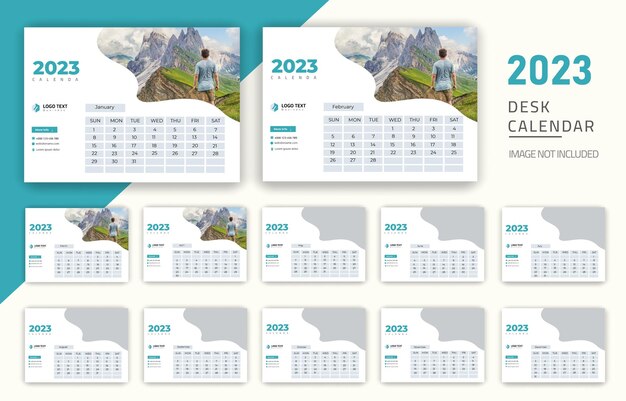 Modèle De Calendrier De Bureau Moderne Du Nouvel An 2023