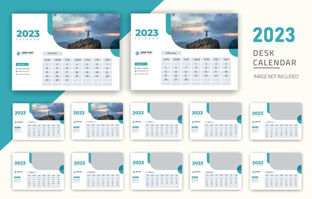 Modèle De Calendrier De Bureau Moderne Du Nouvel An 2023