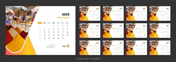 Vecteur modèle de calendrier de bureau pour l'année 2025