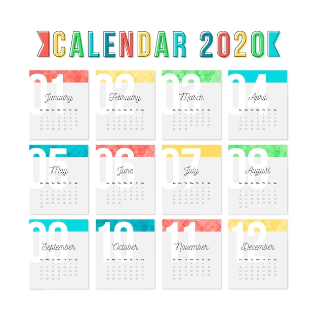 Modèle De Calendrier Coloré Pour 2020