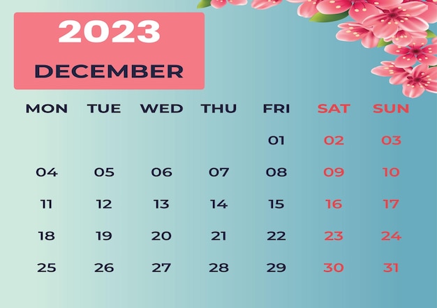 Vecteur modèle de calendrier de conception moderne 2023